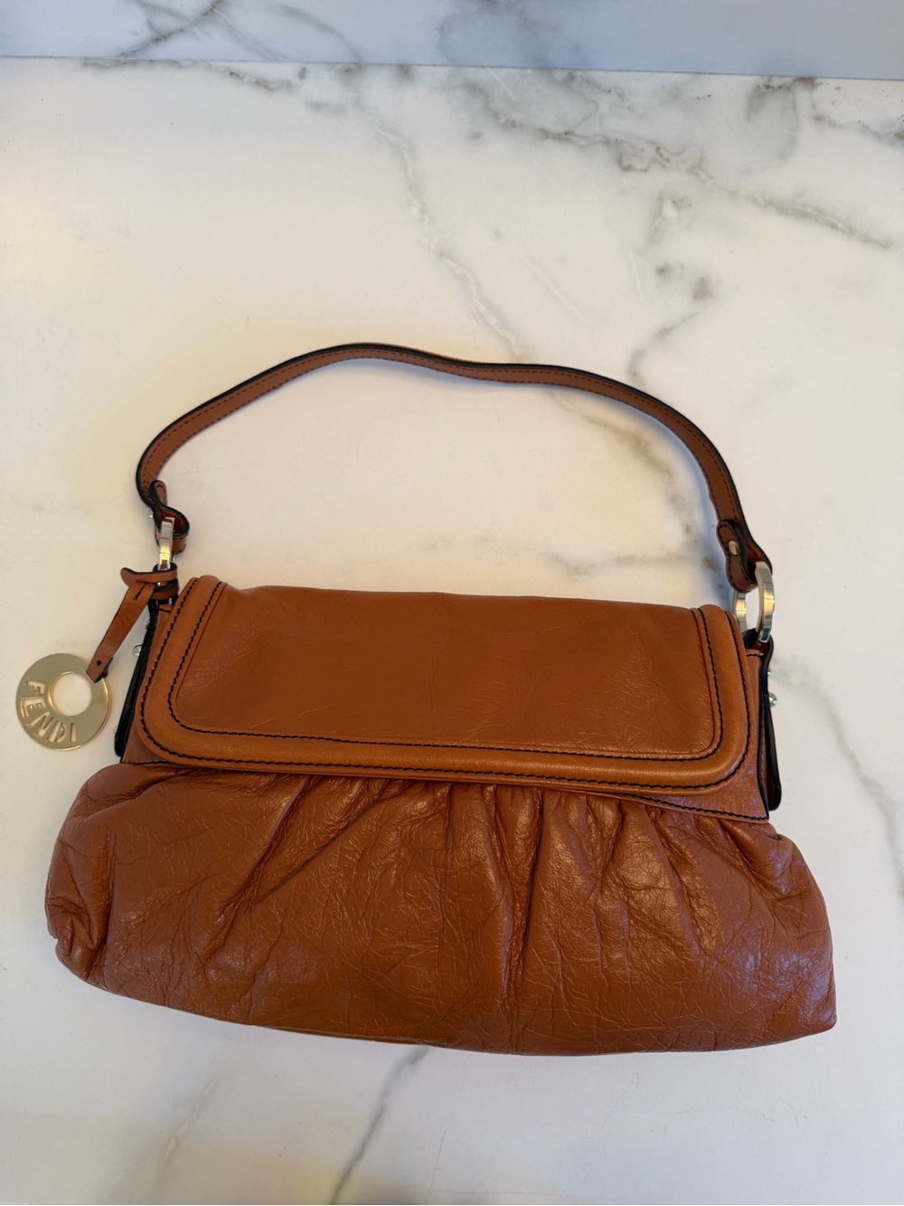 Fendi Brown Leather Chef Shoulder Bag